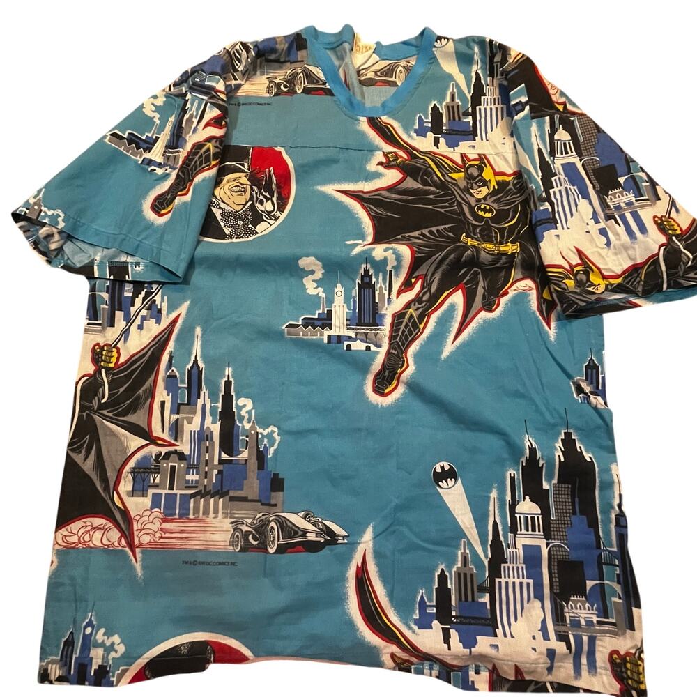 Vintage 1991 Handmade Batman DC Comics All Over Print Gotham City Shirt‎ Men XXL